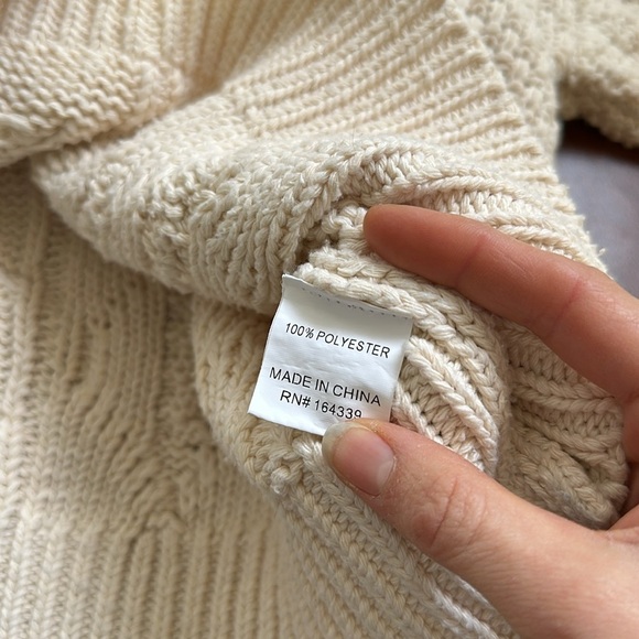 Petal & Pup Cable Knit Cream Sweater XS - Picture 6 of 6